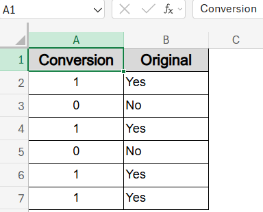 Use Find & Replace to Replace Yes/No with 1/0