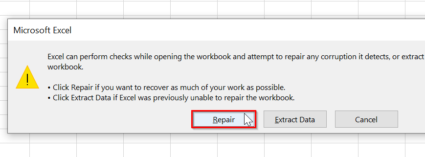 Use Excel’s “Open and Repair” Tool