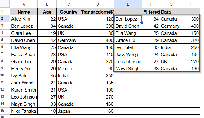 FILTER With OR Condition for Multiple Column Criteria