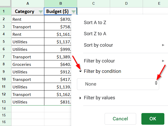 Apply Filter to Hide Rows Based on Cell Value