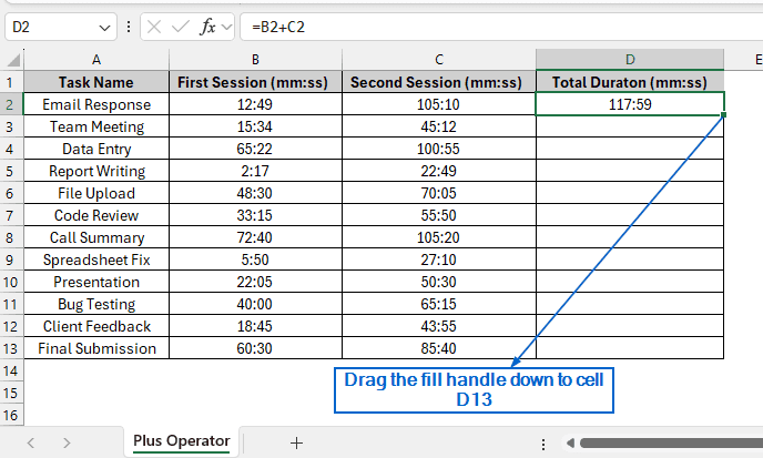 Simple Addition Using the Plus Operator