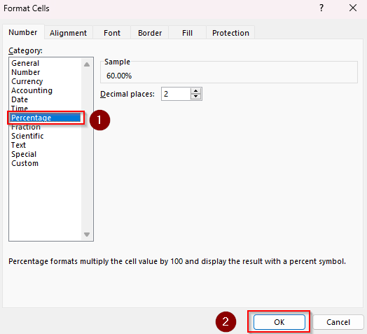 Calculating Win-Loss Percentage for Each Row by Formatting Cells