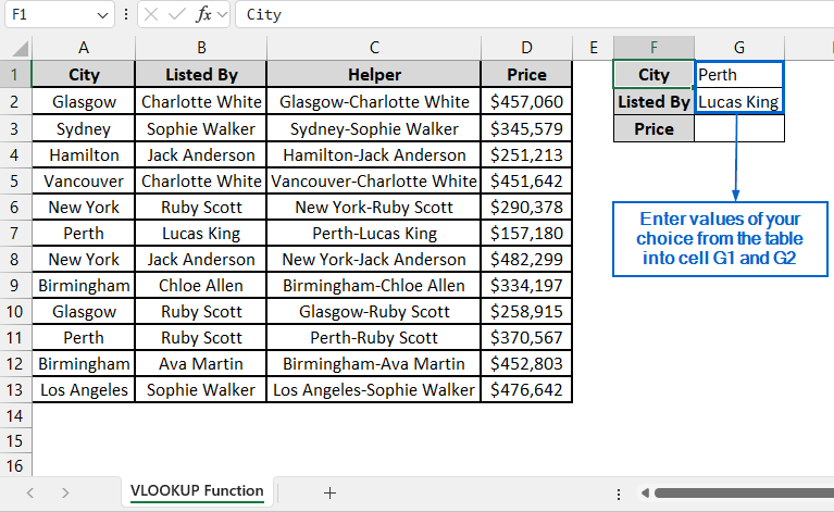 Use VLOOKUP Function with Helper Column