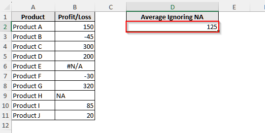 AGGREGRATE Function to Calculate Average in Excel Ignoring both NA value and #N/A Error