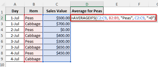 AVERAGEIF Function to Average Cells With Values Only in Excel