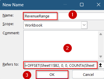 Apply OFFSET Function with Named Ranges for Flexible Dynamic Charts