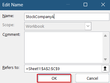 Steps to Edit Named Range Using Name Manager