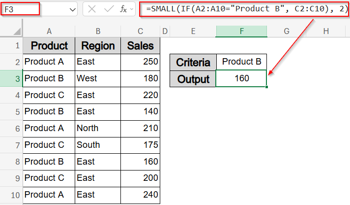 Find the Nth Lowest Value with Criteria Using SMALL and IF Functions