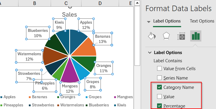Steps to Create a Pie Chart in Excel with Words