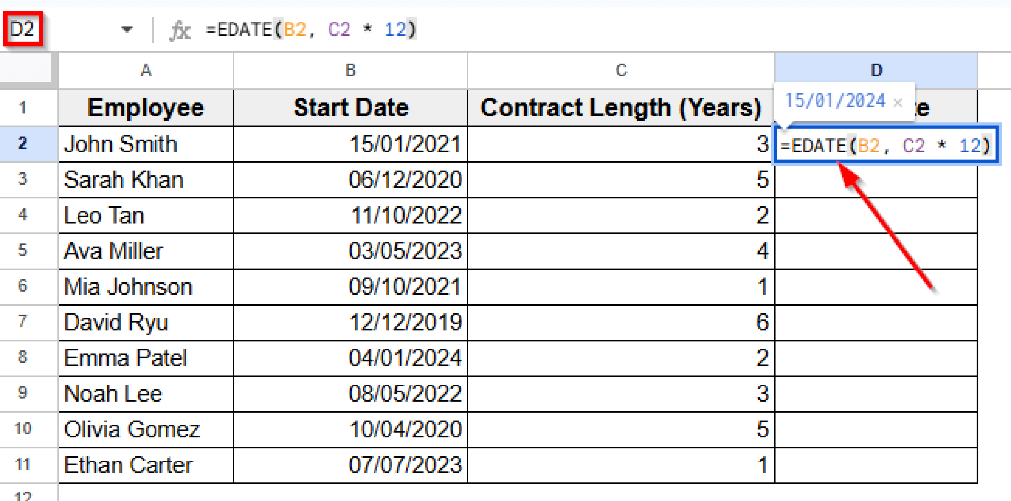 How to Add Years to Date In Google Sheets (2 Simple Ways) - Excel Insider