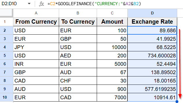 Using the GOOGLEFINANCE Function