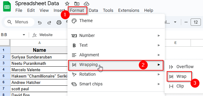Using the Wrap Text Feature