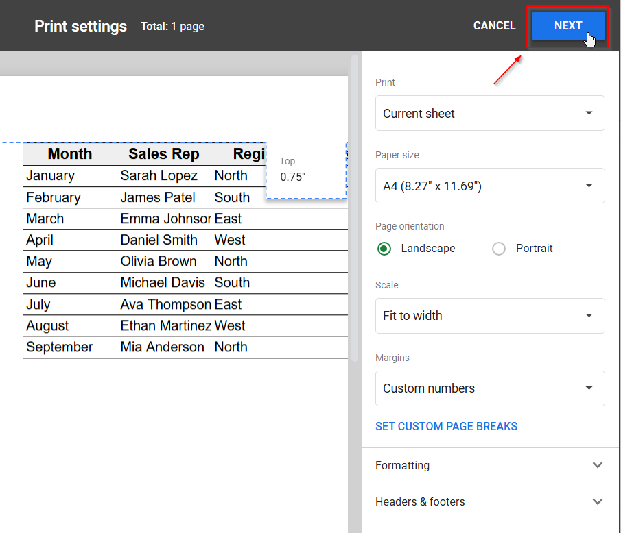 Steps to Change Margins in Google Sheets