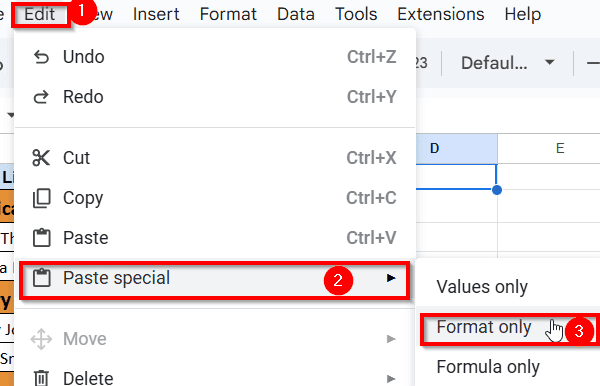 Apply Copy and Paste Special Features