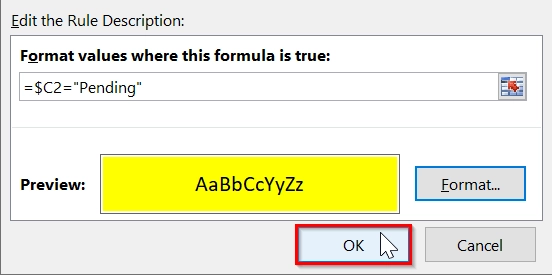 Highlight Entire Row in Excel with Conditional Formatting Based on Cell Value