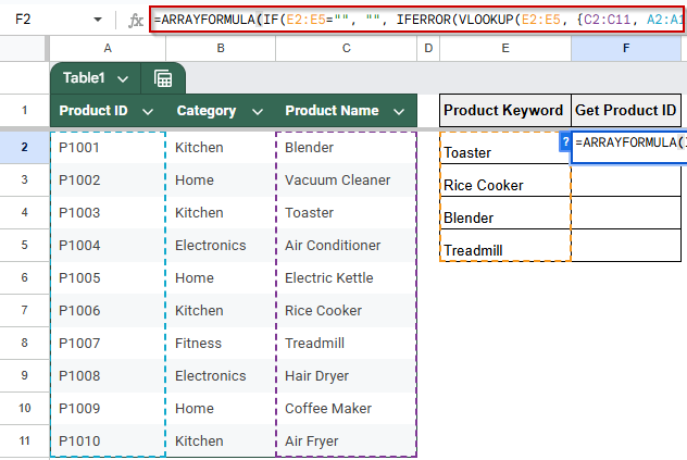 Apply ArrayFormula for Enhanced Reverse Lookups in Google Sheets