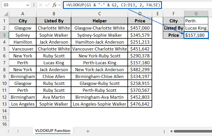 Use VLOOKUP Function with Helper Column