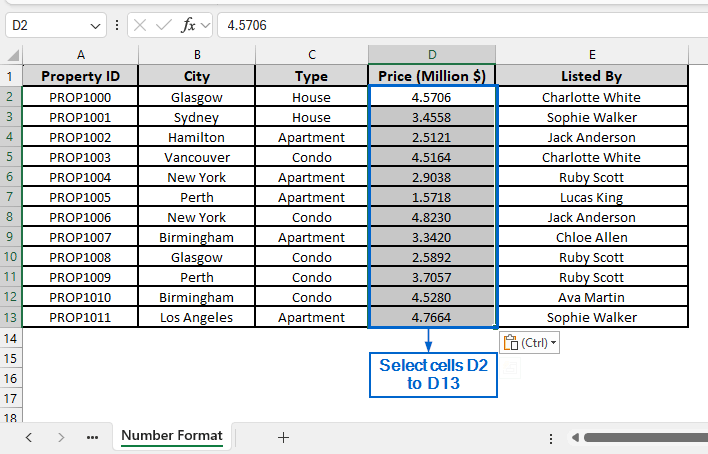 Use Number Format Dropdown for Quick Two-Decimal-Place Rounding