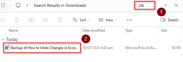 Restore Locally Saved Original Version from a Backup (.xlk File)