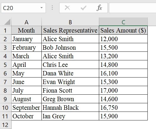 Define a Named Range to Print Selected Area in Excel