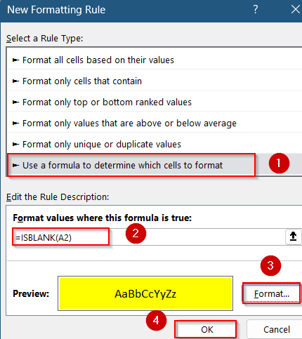 Use ISBLANK or OR Function in a Custom Formula
