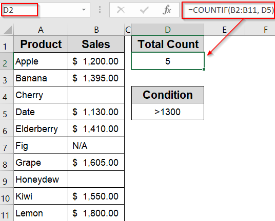 Use COUNTIF Function with Cell References for Dynamic Criteria
