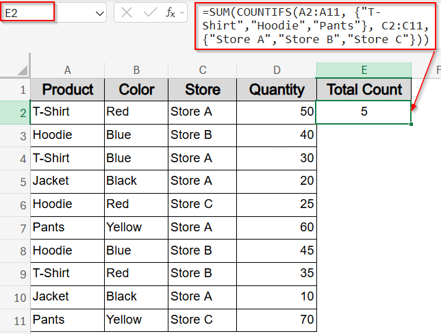 Count Matching Pairs Across Columns with Arrays and COUNTIFS Function