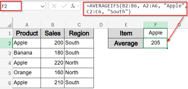 Apply Multiple Text Conditions with AVERAGEIFS Function