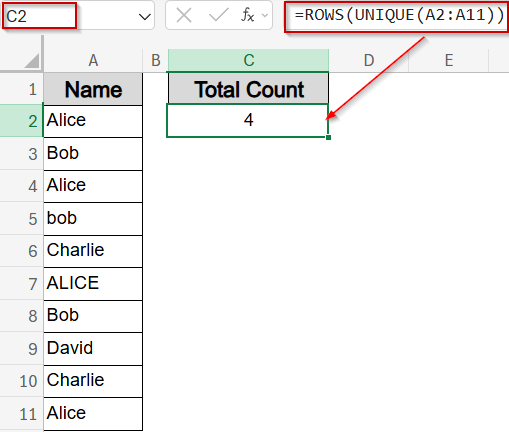 Use UNIQUE Function to Count Distinct Values (Excel 365 & Excel 2019)
