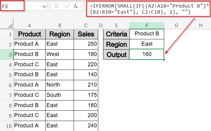 Find the Nth Lowest Value with Criteria Using SMALL and IF Functions