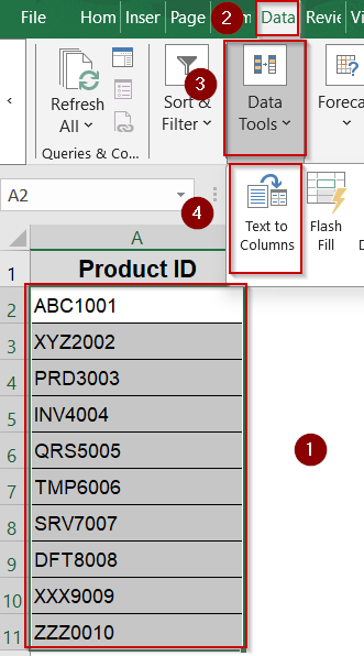 Eliminate First 3 Characters Using Text to Columns Feature
