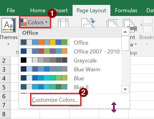 Create a Custom Theme to Change the Theme Colors in Excel