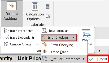 Disable Iterative Calculations to Make Circular References Visible