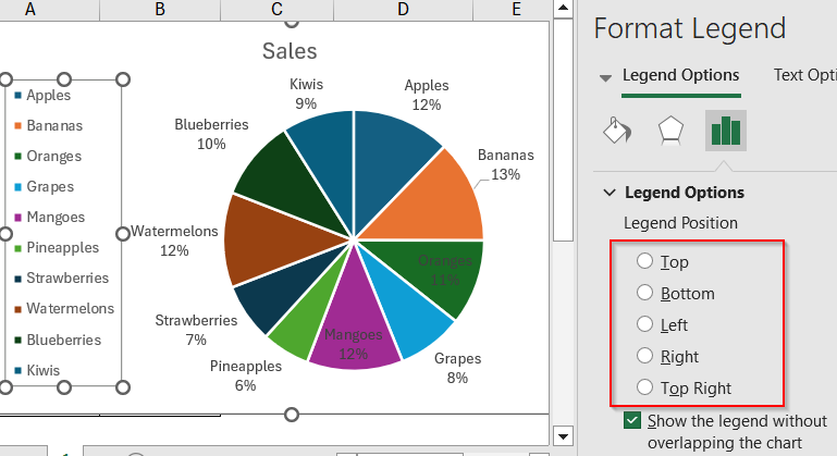 Steps to Create a Pie Chart in Excel with Words