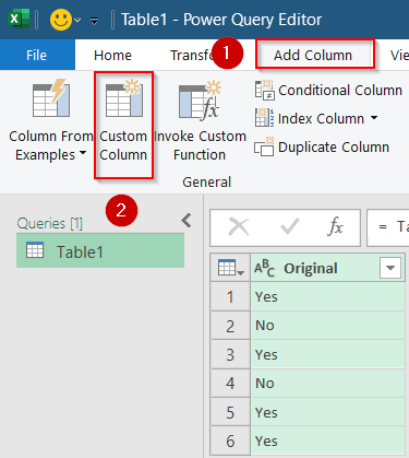Convert Yes/No to 1/0 Using Power Query