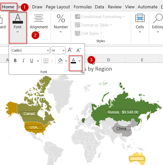 Use Excel’s Built-in Map Chart Feature