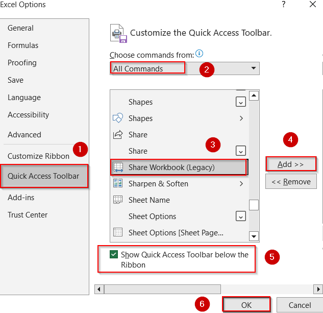Enable Legacy Share Workbook Feature From Review Tab