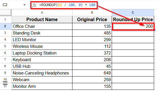Applying ROUNDUP Function With Math Logic