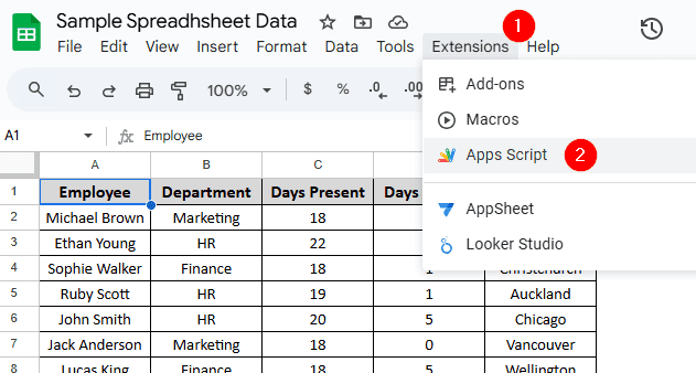 Transpose Rows to Columns Using Apps Script