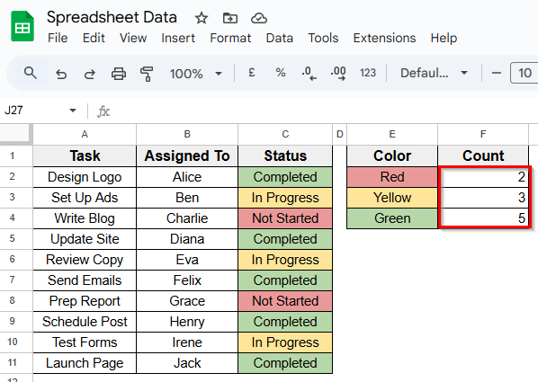 Using Apps Script to Count by Fill Color