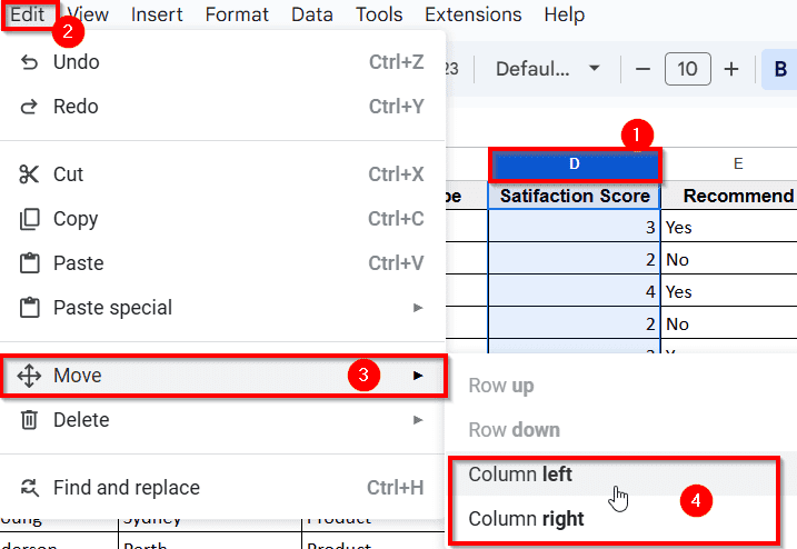Swap Columns by Using Move Column Left/Right Option