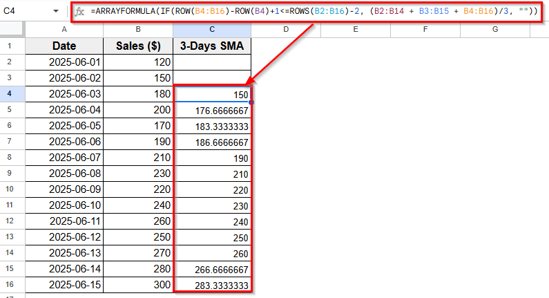 Using the ARRAYFORMULA Function