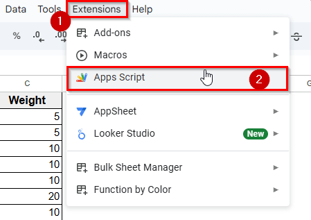 Applying Google Apps Script to Calculate Weighted Average