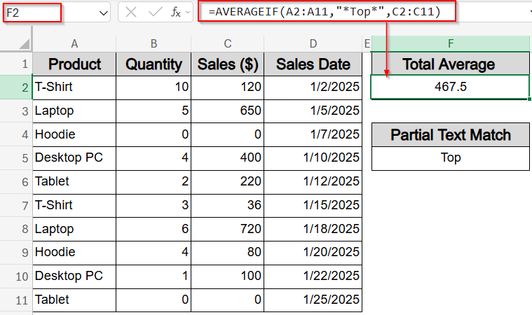 Calculate Average Based on Partial Text Criteria