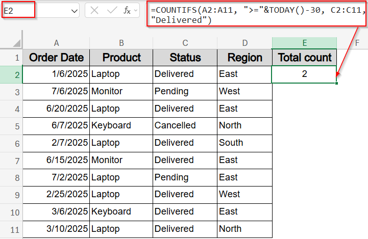 Combine COUNTIFS with DATE Functions for Rolling Filters