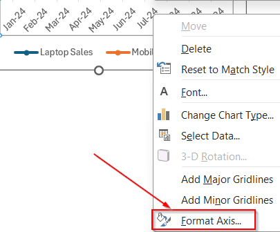 Adjust X Axis Scale and Formatting Using Format Axis