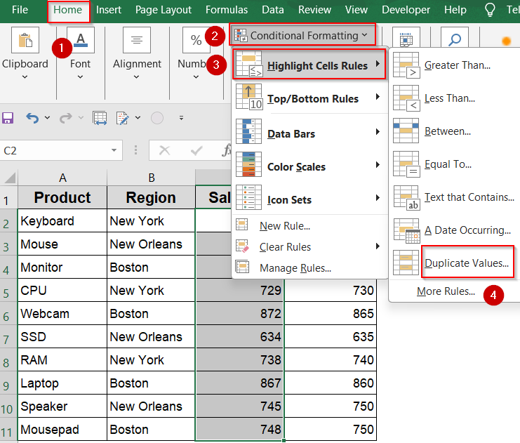 Highlight Duplicate or Unique Values