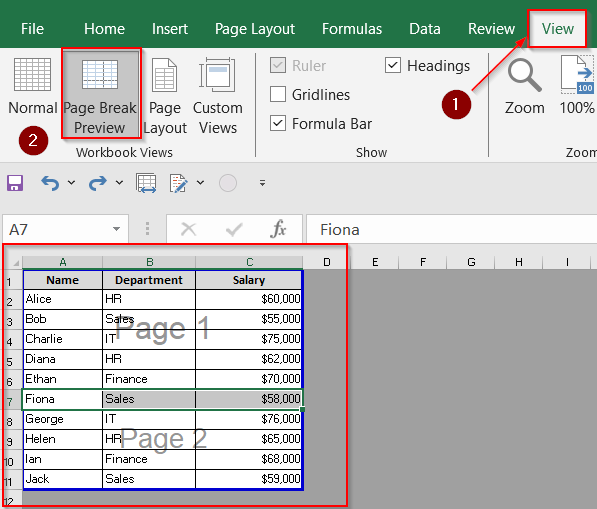 Override or Reset Automatic Page Breaks Using Manual Breaks