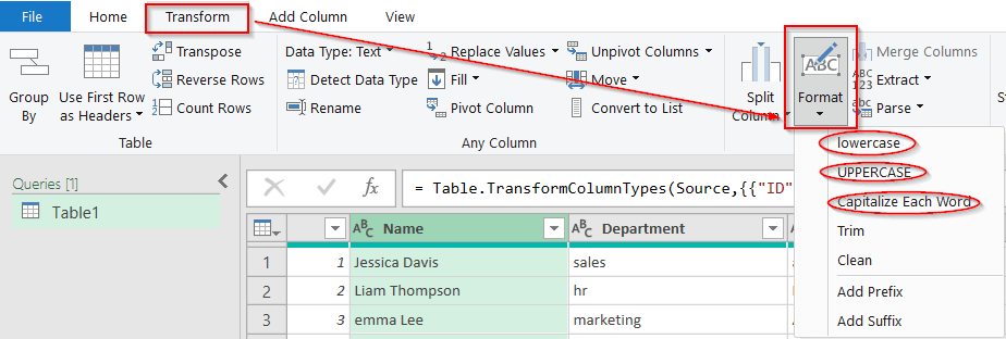 Convert Case in Excel Using Power Query