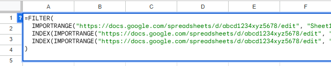 Combine FILTER & INDEX With Single IMPORTRANGE To Import Ranges With Multiple Criteria
